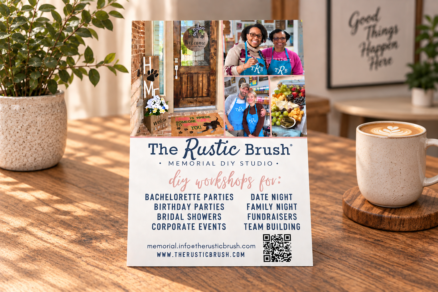 The Rustic Brush workshop flyer back printed by Adwebvertising