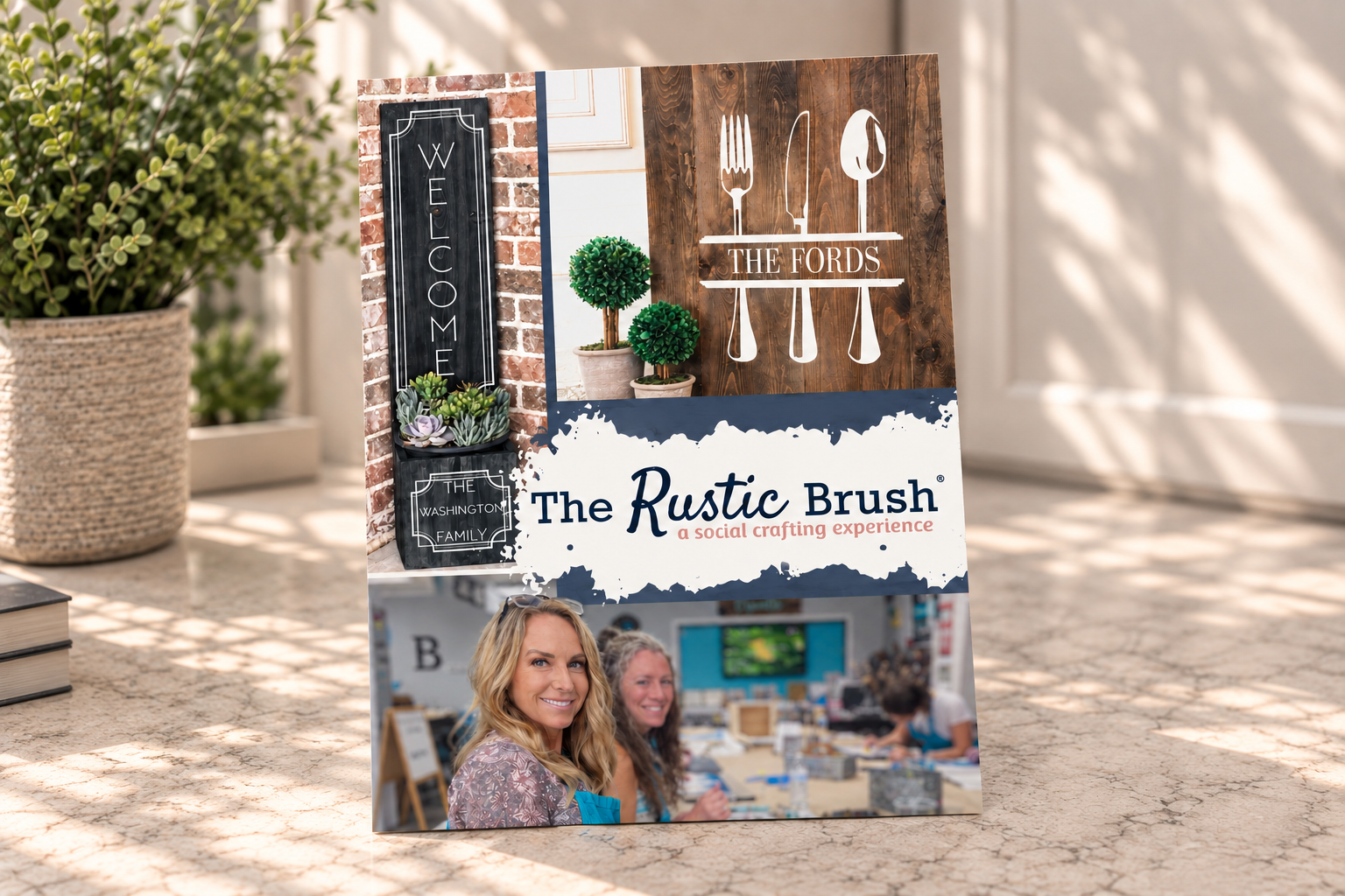 The Rustic Brush workshop flyer front printed by Adwebvertising