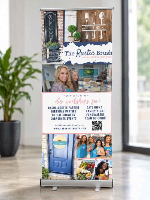 The Rustic Brush retractable banner stand designed and printed by Adwebvertising