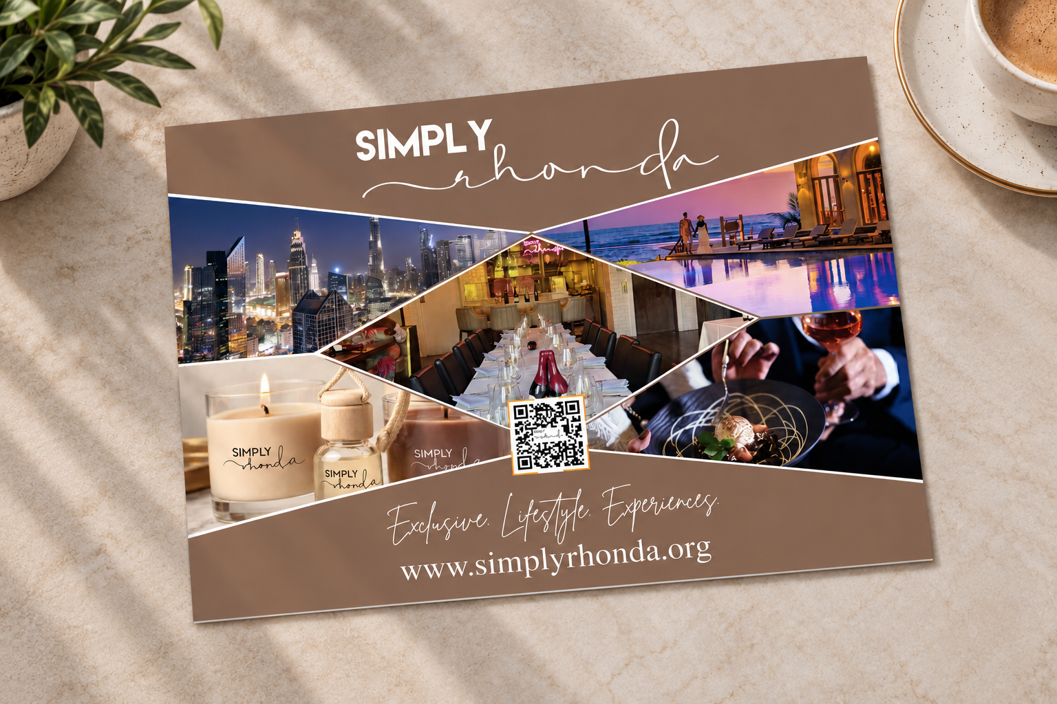 Simply Rhonda flyer front printed by Adwebvertising