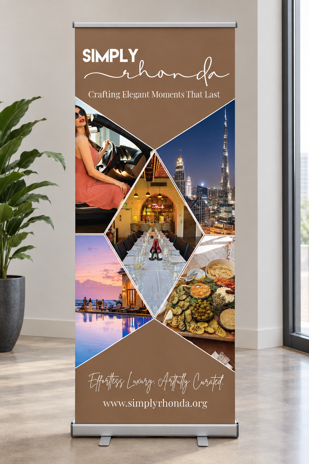 Simply Rhonda retractable banner stand printed by Adwebvertising
