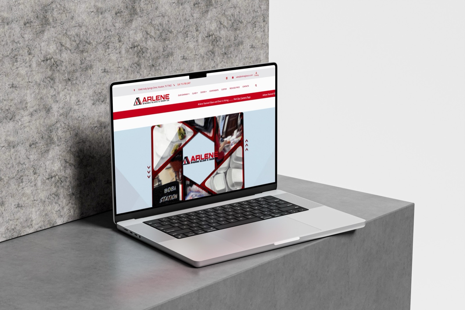 Arlene Stained Glass & Door Co website mockup