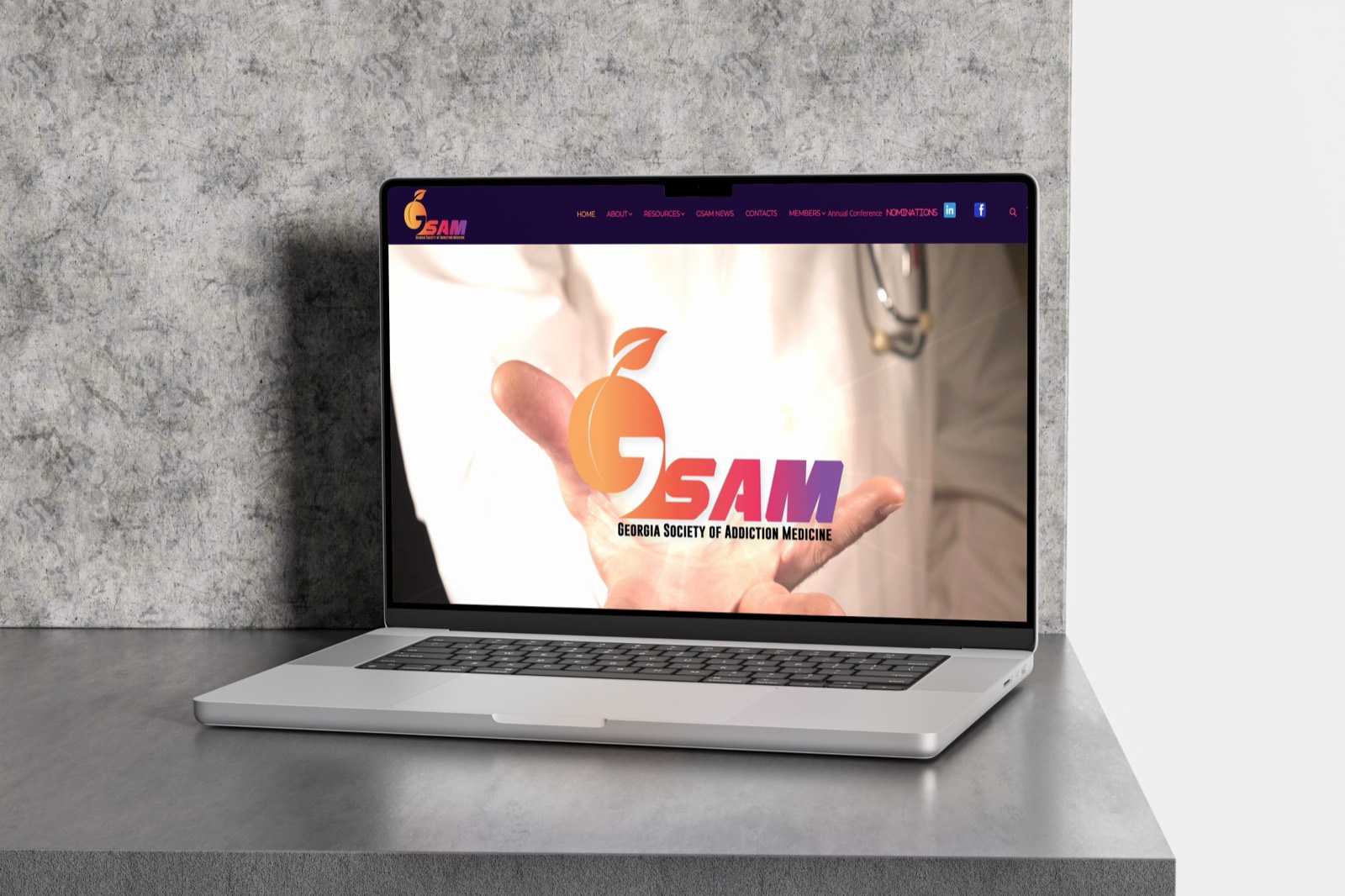 Georgia Society of Addiction Medicine website mockup