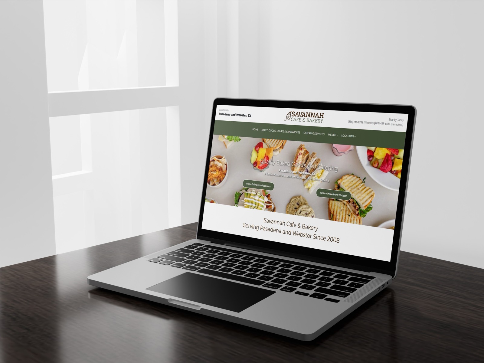 Savannah Cafe and Bakery website mockup