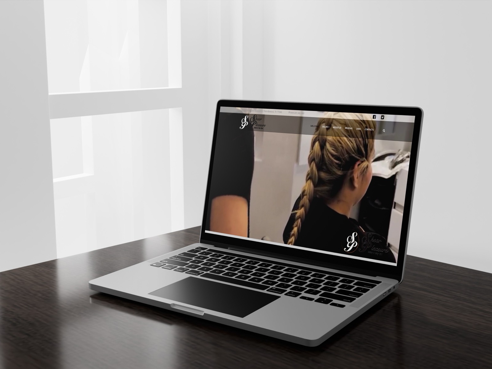 Shear Pleasure Hair Salon and Spa website mockup