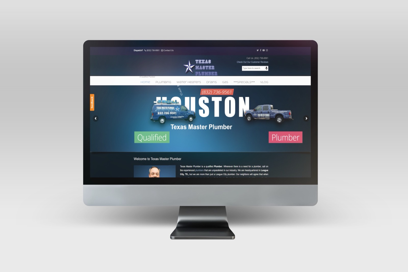 Texas Master Plumber, LLC website mockup